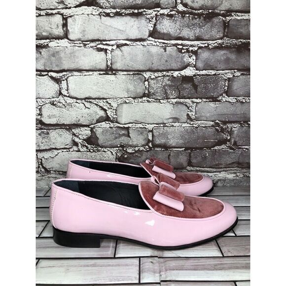 Vtg Duca Pink Patent Leather Velour Bow Loafers Dress Shoes Men’s Sz 41EU/8M US main image 14